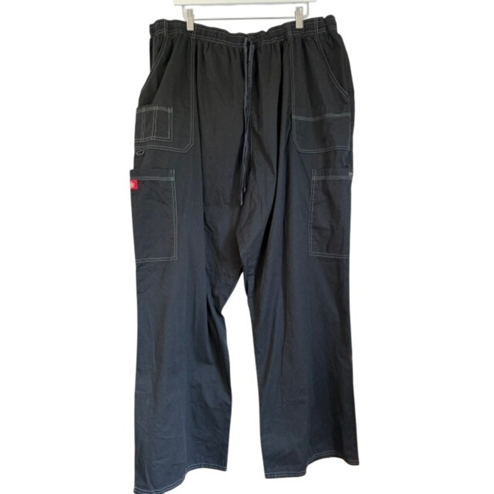Dickies Mens 4XL Black Cargo Scrub Pants Elastic Drawstring 81003 Workwear
